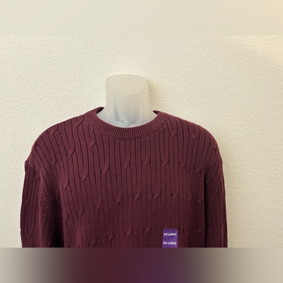 Express Men's Cable Knit Sweater Sz XXL 2XL Maroon Pullover MSRP $68 NWT - Picture 2 of 10